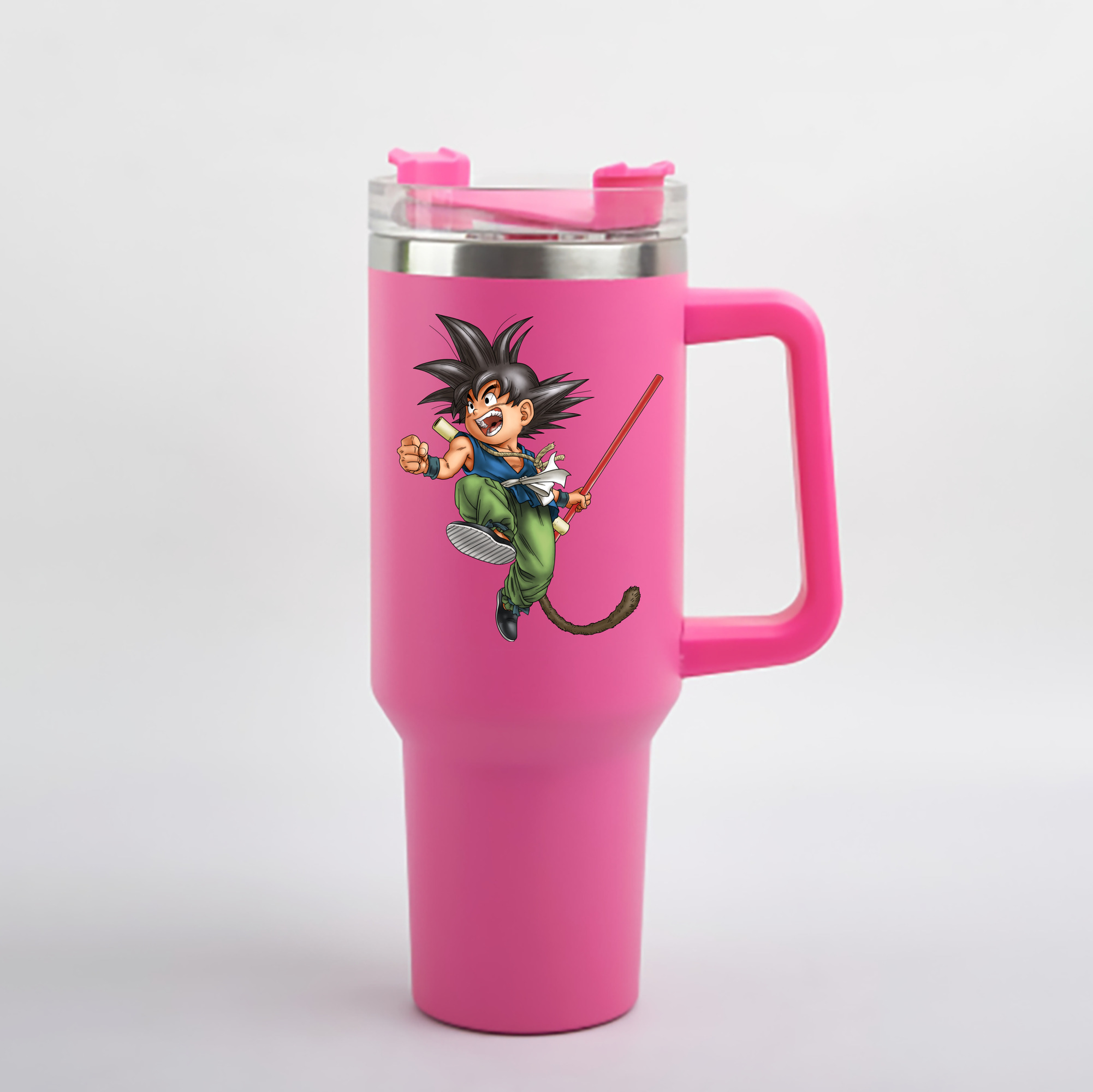 （画像用） ドラゴンボール 孫悟空（そん ごくう）Son Goku カカロット DRAGON BALL Kakarotto 1200mL車用タンブラー - クリスタルステッカー（プラスチックストロー付き）